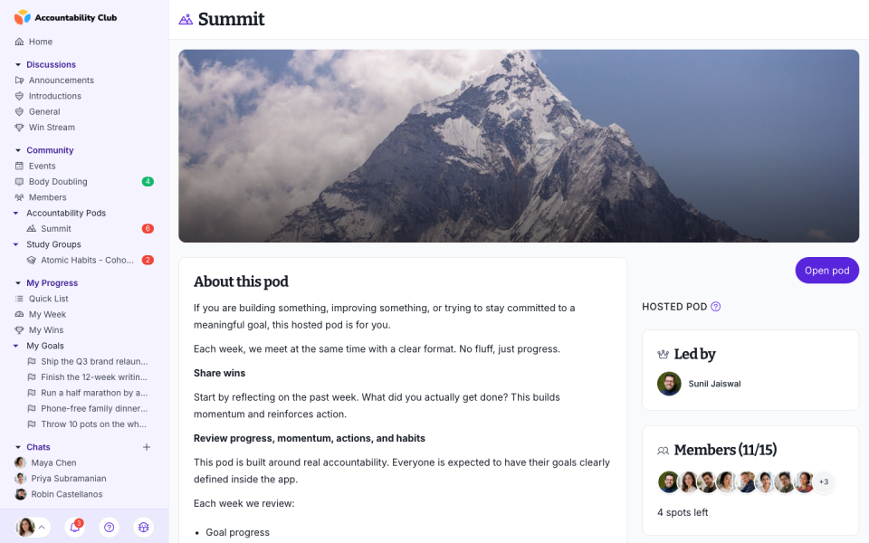 Pod info / about page